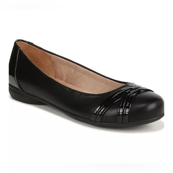 LifeStride‎ Simply Comfort Aliza Black Faux Leather Ballet Flats Size 10W - Picture 1 of 9